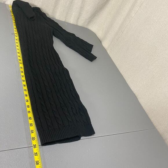 Calvin Klein Womens Cable Knit Sweater Dress Size L Shawl Collar Old Money Black - Picture 8 of 9